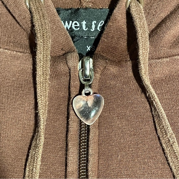 Wet Seal Vintage Y2K Brown Full Zip Cropped Sweatshirt - Picture 5 of 6